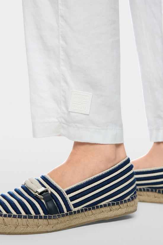 Marc Cain Sport Ranchi White Relaxed Fit Cotton Linen Blend Trousers