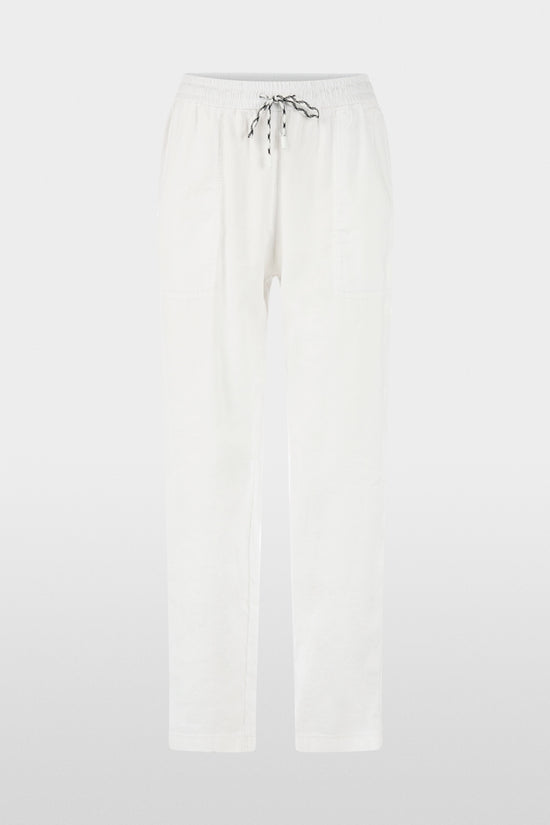 Marc Cain Sport Ranchi White Relaxed Fit Cotton Linen Blend Trousers