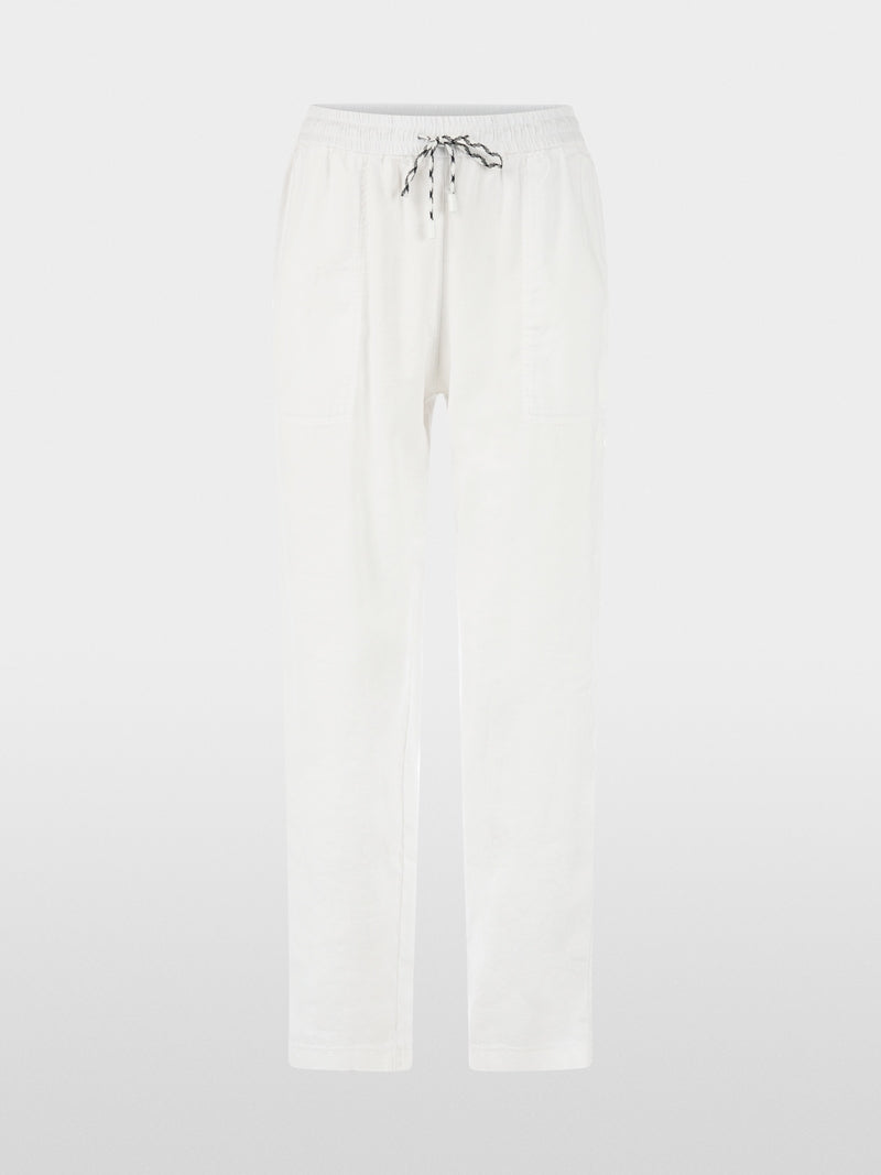 Marc Cain Sport Ranchi White Relaxed Fit Cotton Linen Blend Trousers