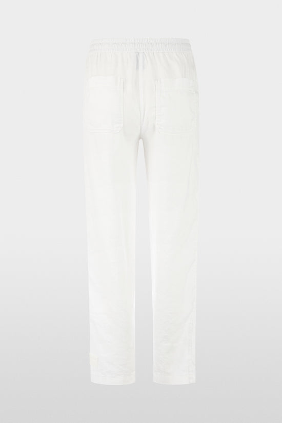 Marc Cain Sport Ranchi White Relaxed Fit Cotton Linen Blend Trousers