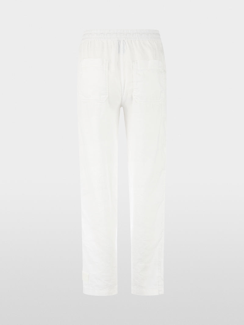 Marc Cain Sport Ranchi White Relaxed Fit Cotton Linen Blend Trousers