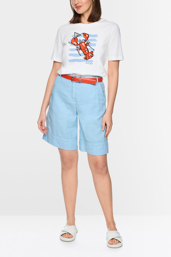 Marc Cain Blue Wide leg Cotton Linen Blend Shorts