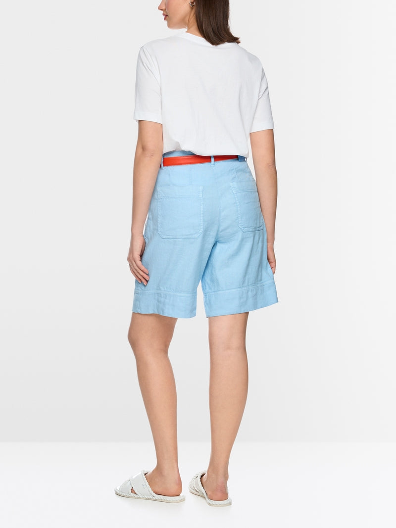 Marc Cain Blue Wide leg Cotton Linen Blend Shorts