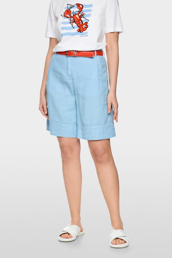 Marc Cain Blue Wide leg Cotton Linen Blend Shorts