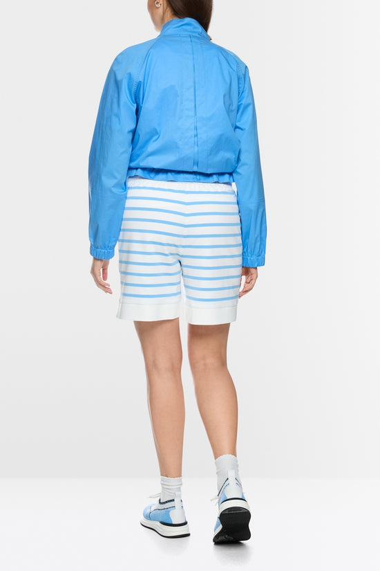 Marc Cain Sports Light Blue & White Stripe Loose Cut Jersey Shorts