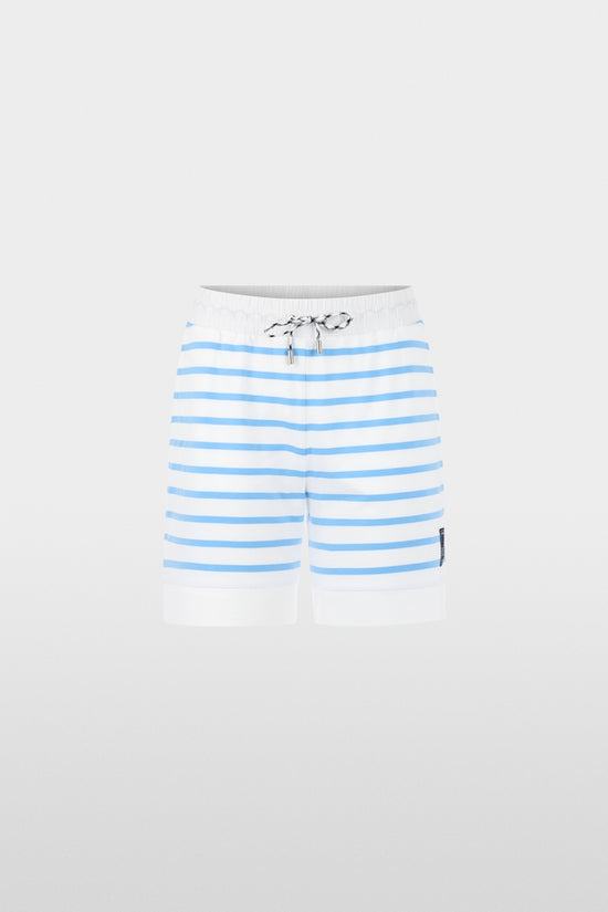 Marc Cain Sports Light Blue & White Stripe Loose Cut Jersey Shorts