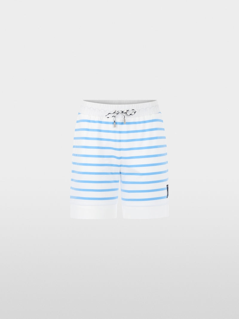 Marc Cain Sports Light Blue & White Stripe Loose Cut Jersey Shorts
