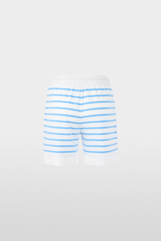 Marc Cain Sports Light Blue & White Stripe Loose Cut Jersey Shorts