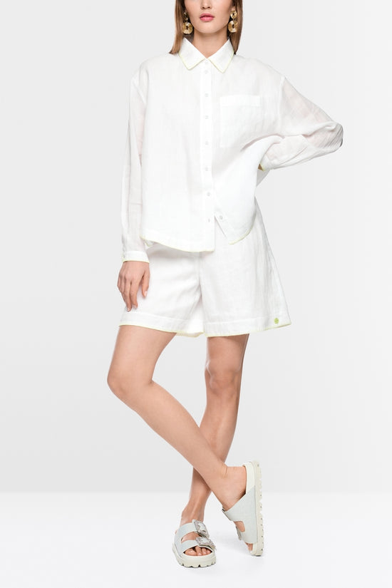 Marc Cain Sports White Willmar Wide Fit Ramie Shorts