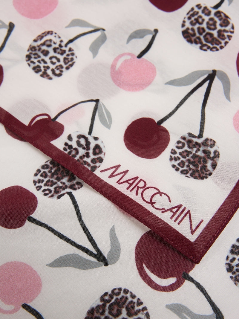 Marc Cain Maroon Lightweight Scarf with Cherry Print ASB1.01 Z15
