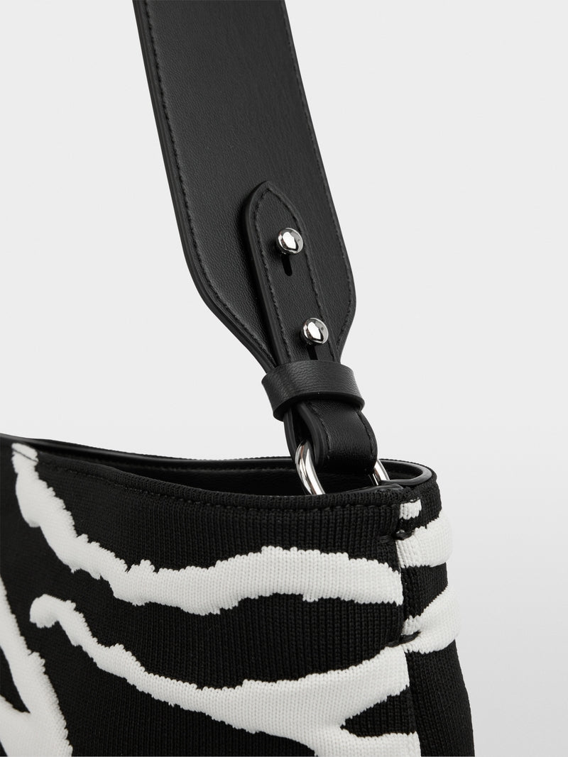 Marc Cain Black and White Medium Sized Shoulder Bag ASTI.03 M53