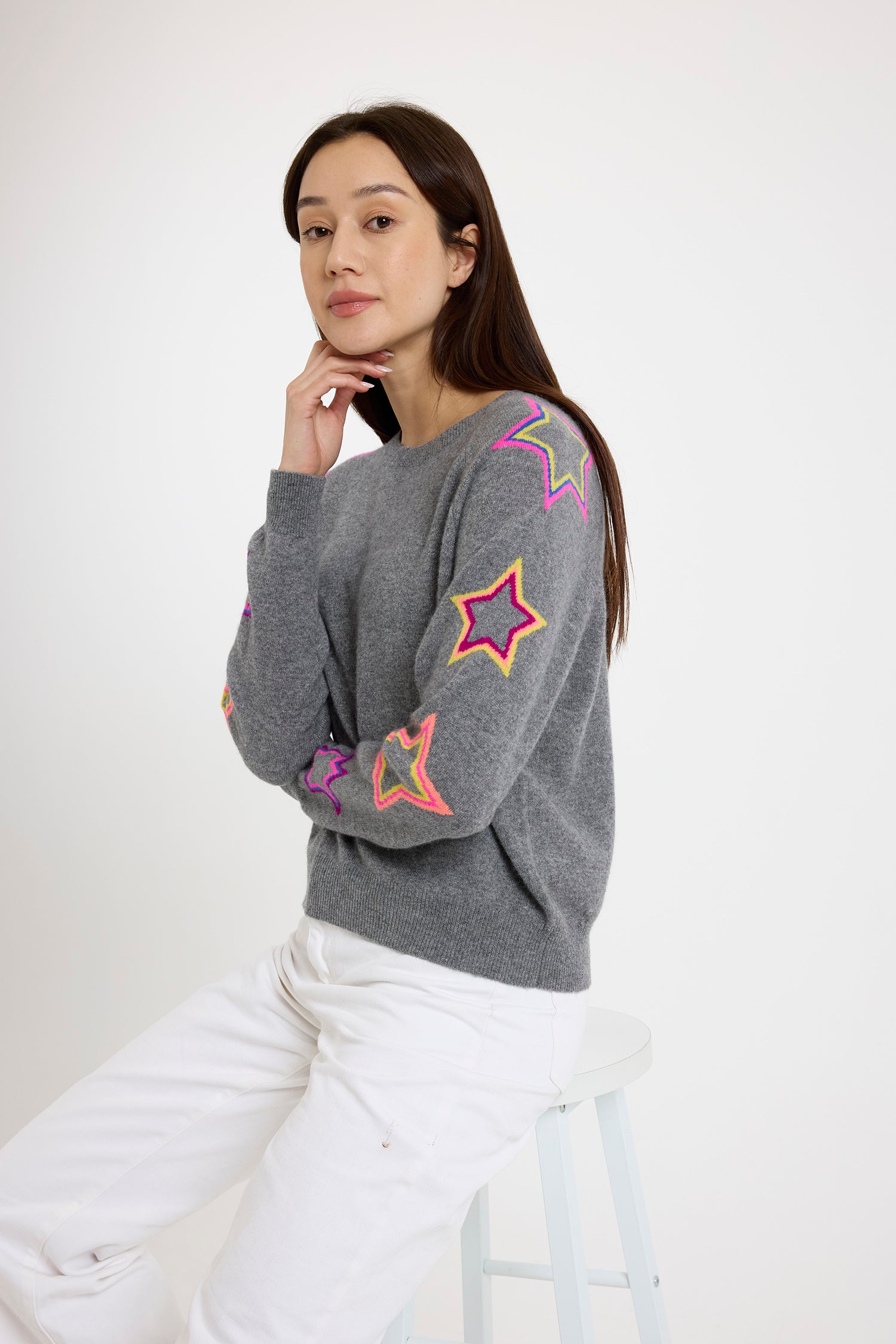 Brodie grey pop star sleeve sweater B019