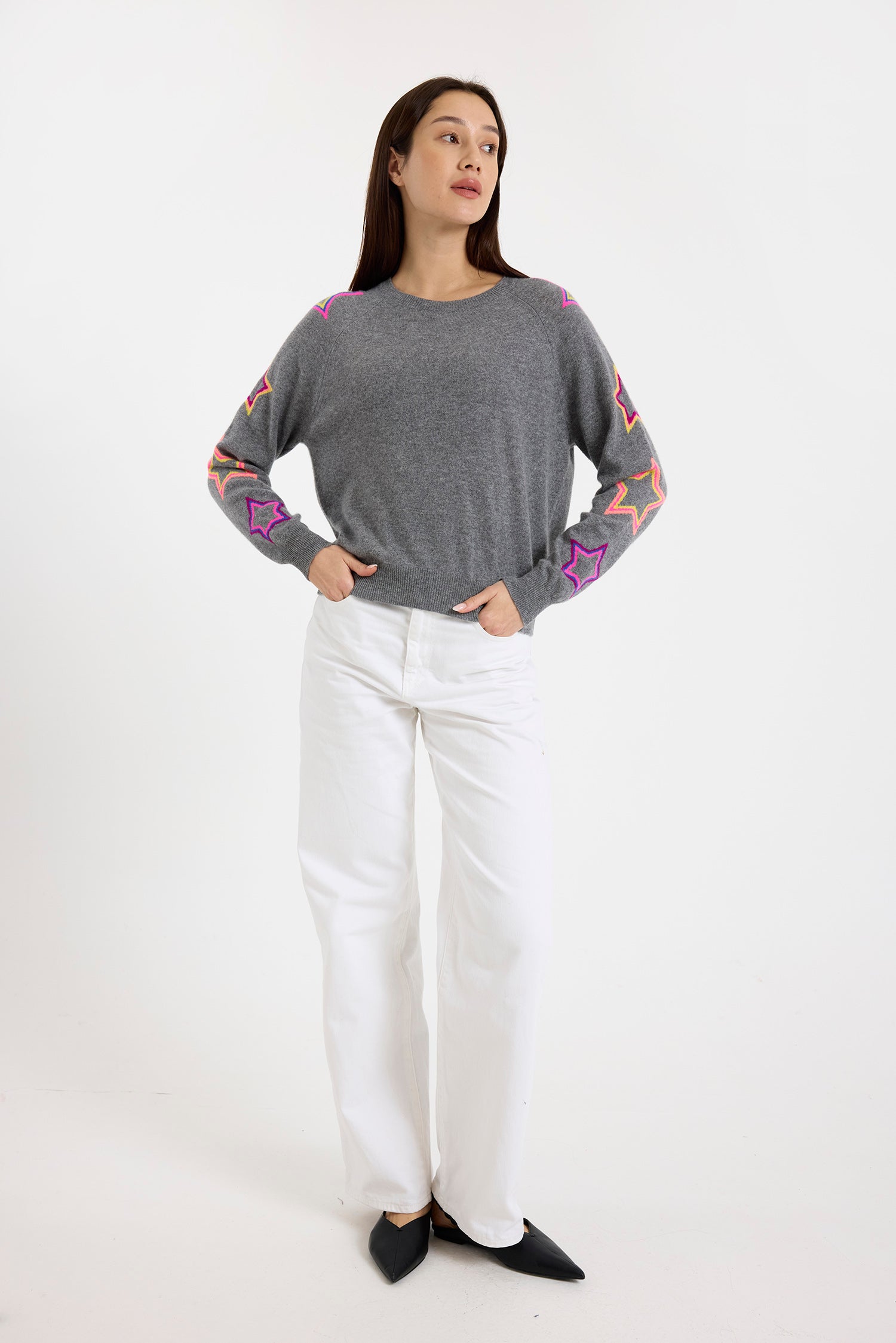 Brodie grey pop star sleeve sweater B019