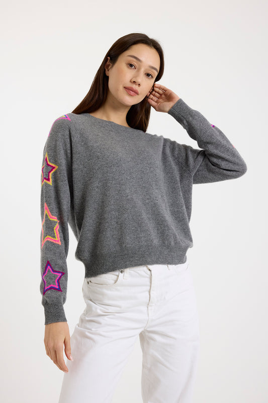 Brodie grey pop star sleeve sweater B019