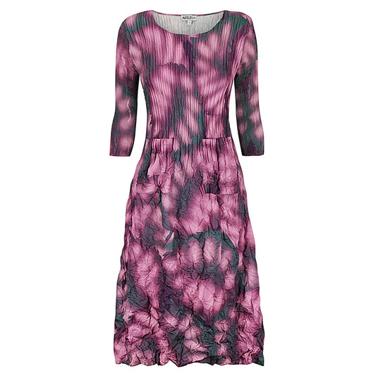 Alquema purple 3/4 sleeve smash pocket dress ADC544