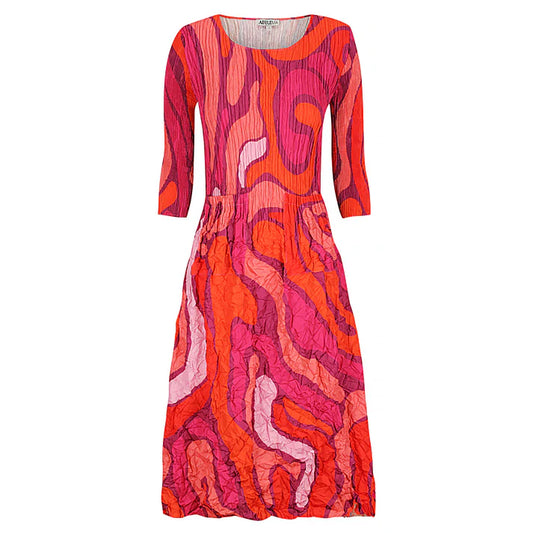 Alquema pink 3/4 sleeve smash pocket dress ADC544