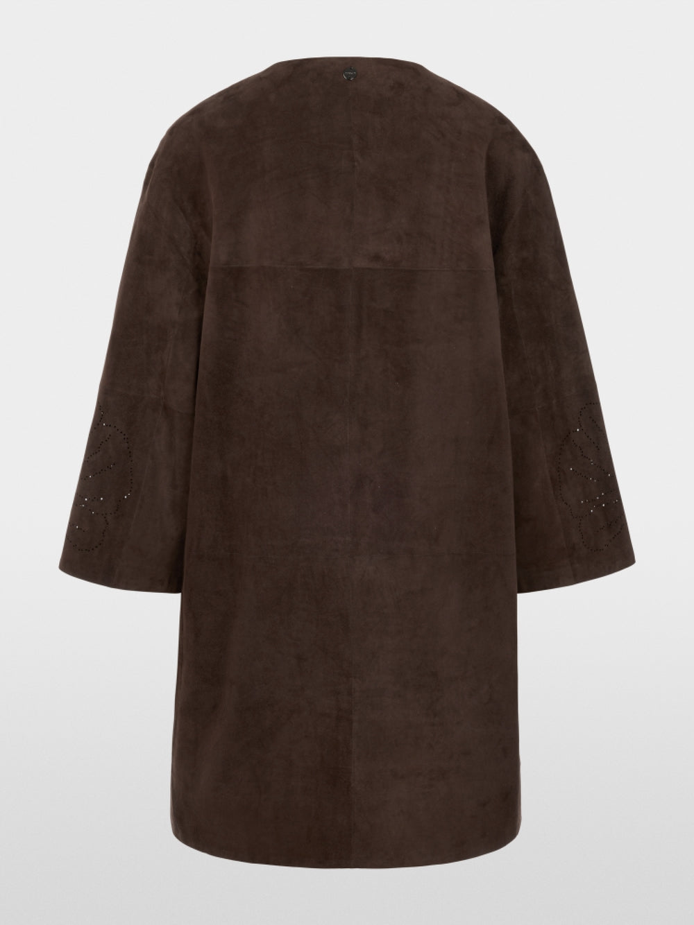 Marc Cain Brown Suede Coat with Lace Pattern on Sleeve
