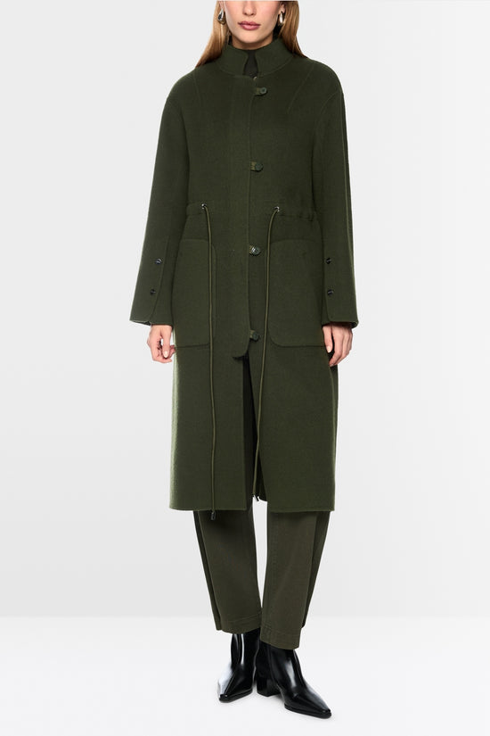 Marc Cain Forest Wool Blend Coat with Drawstring