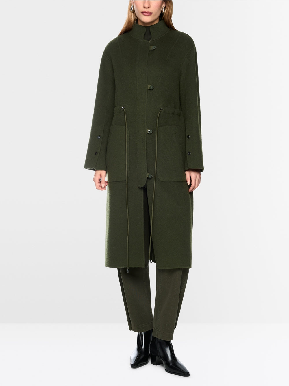 Marc Cain Forest Wool Blend Coat with Drawstring