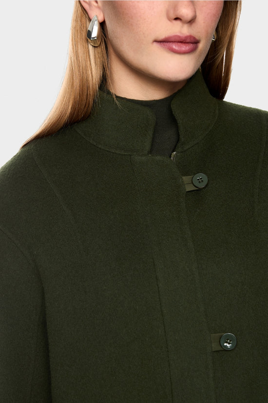 Marc Cain Forest Wool Blend Coat with Drawstring