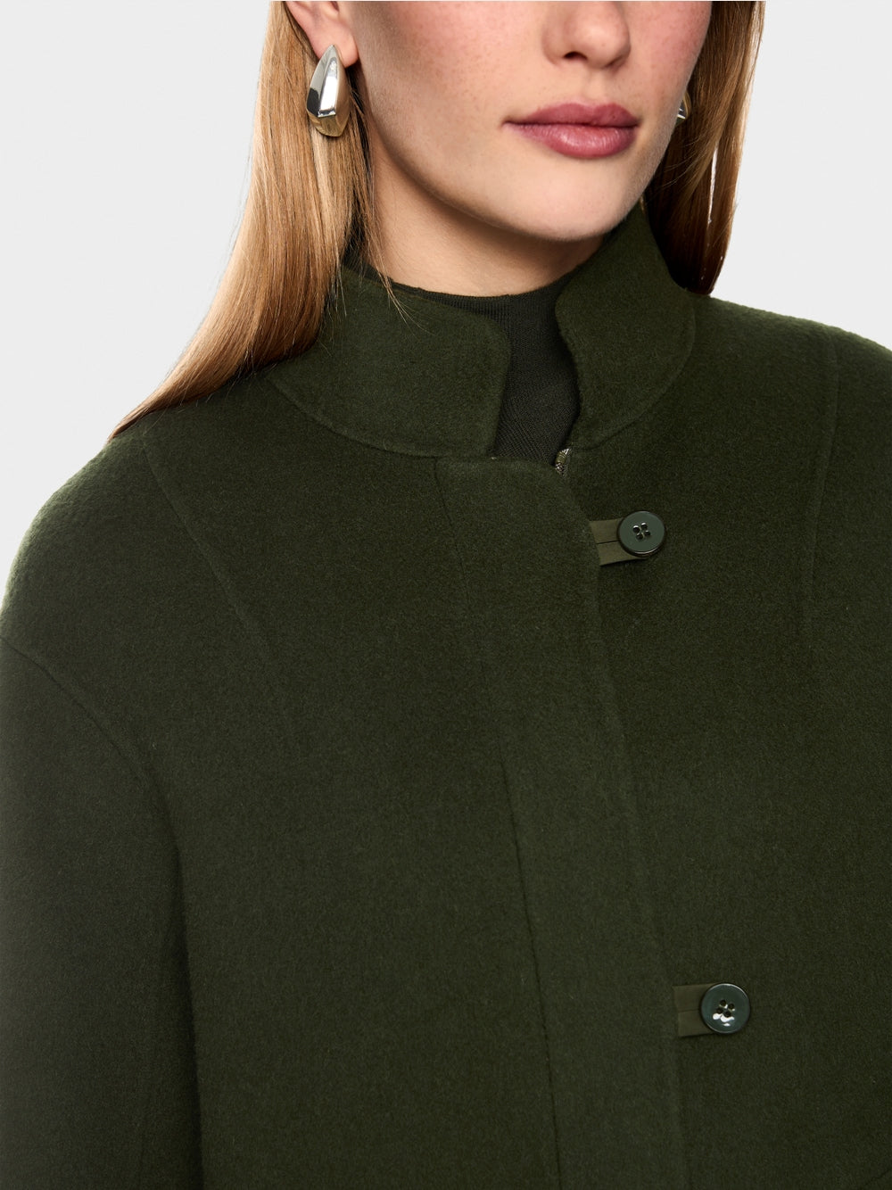 Marc Cain Forest Wool Blend Coat with Drawstring