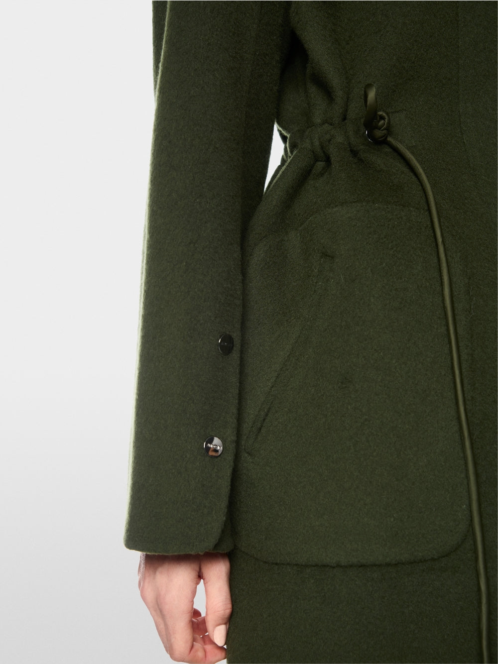 Marc Cain Forest Wool Blend Coat with Drawstring