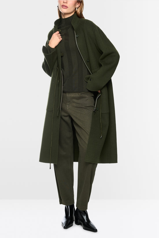 Marc Cain Forest Wool Blend Coat with Drawstring