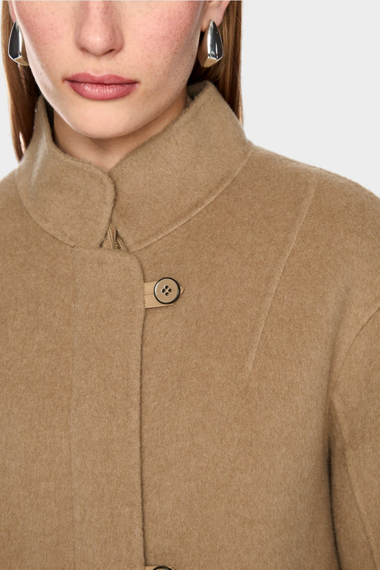 Marc Cain Tan Wool Blend Coat with Drawstring