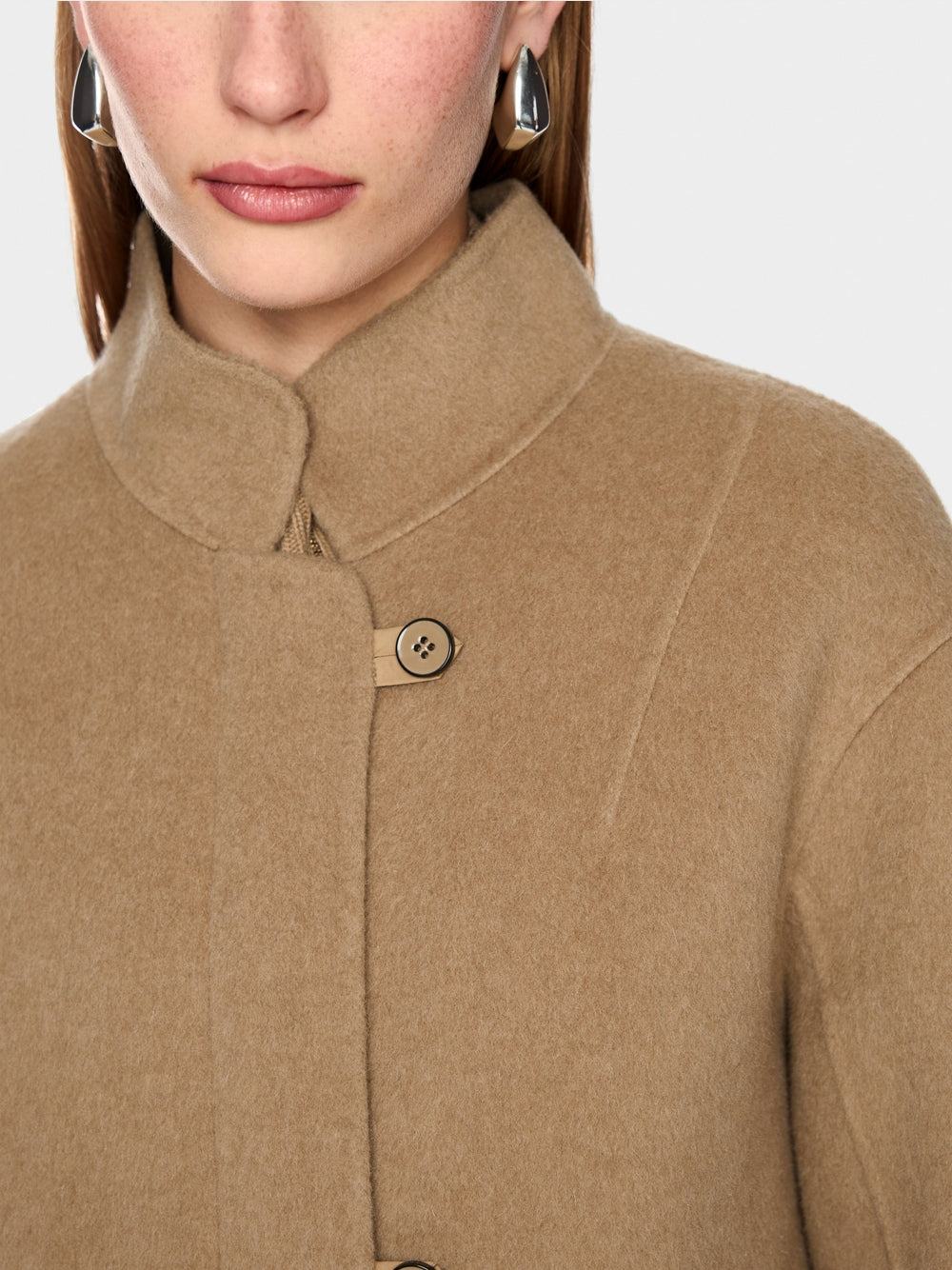 Marc Cain Tan Wool Blend Coat with Drawstring
