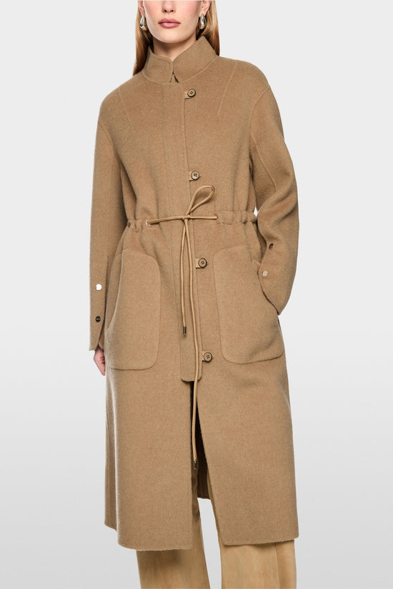 Marc Cain Tan Wool Blend Coat with Drawstring