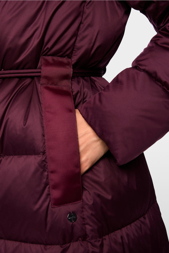 Marc Cain Wine Long Down Coat with Hood