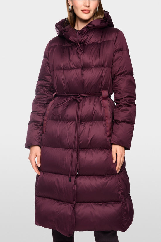 Marc Cain Wine Long Down Coat with Hood