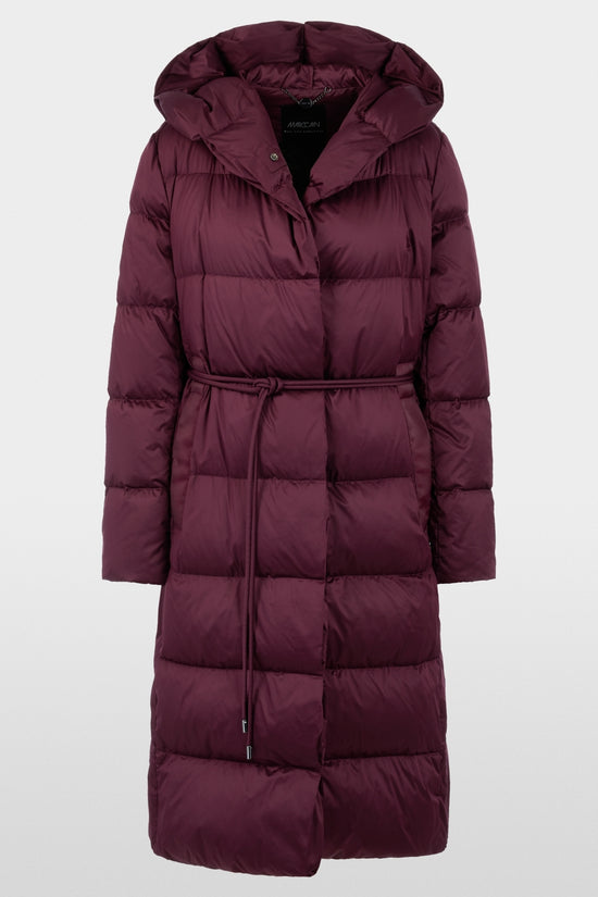 Marc Cain Wine Long Down Coat with Hood