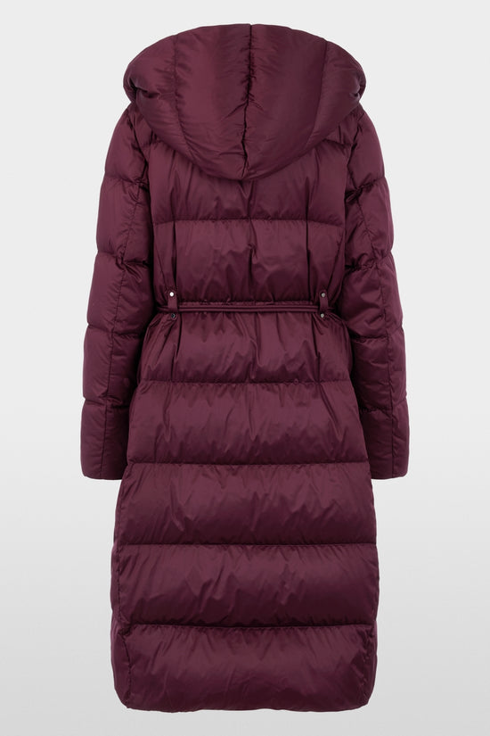 Marc Cain Wine Long Down Coat with Hood