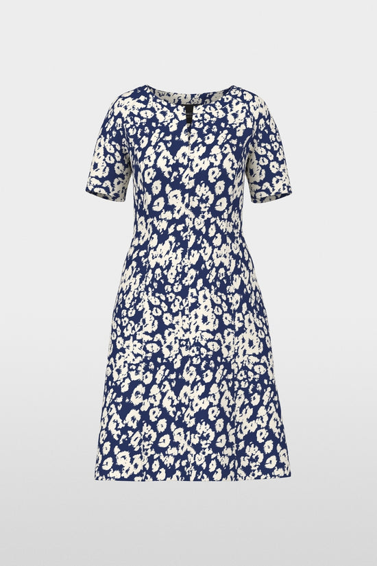 Marc Cain Midnight Blue Print A-Line Dress