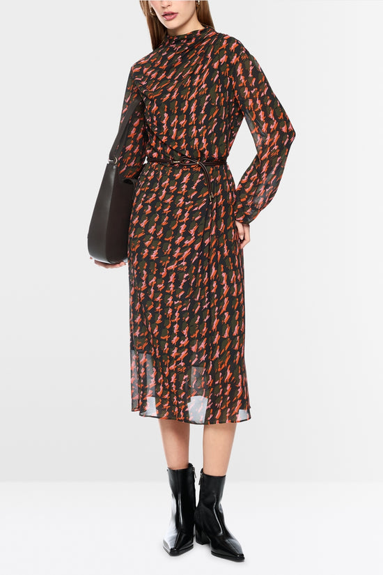 Marc Cain Tigerlily Printed Dress with Drawstring Belt