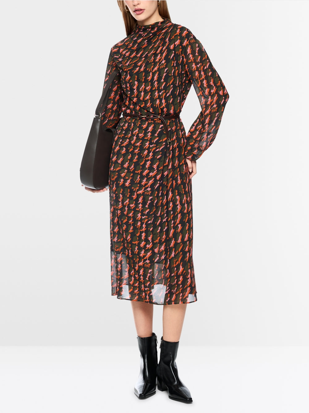 Marc Cain Tigerlily Printed Dress with Drawstring Belt