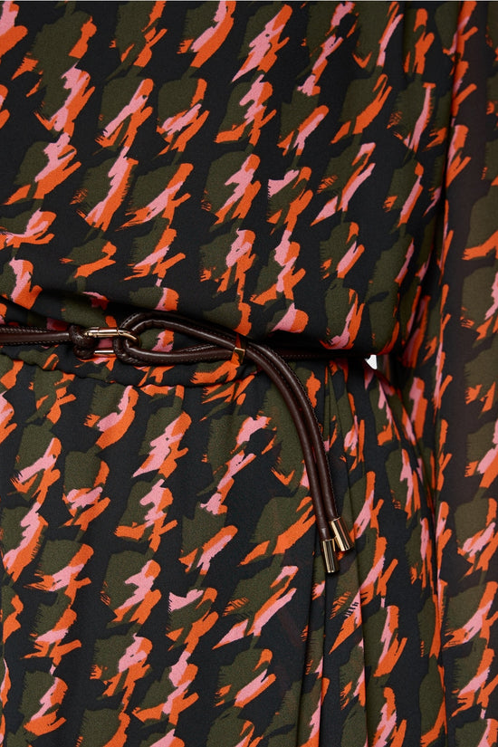 Marc Cain Tigerlily Printed Dress with Drawstring Belt