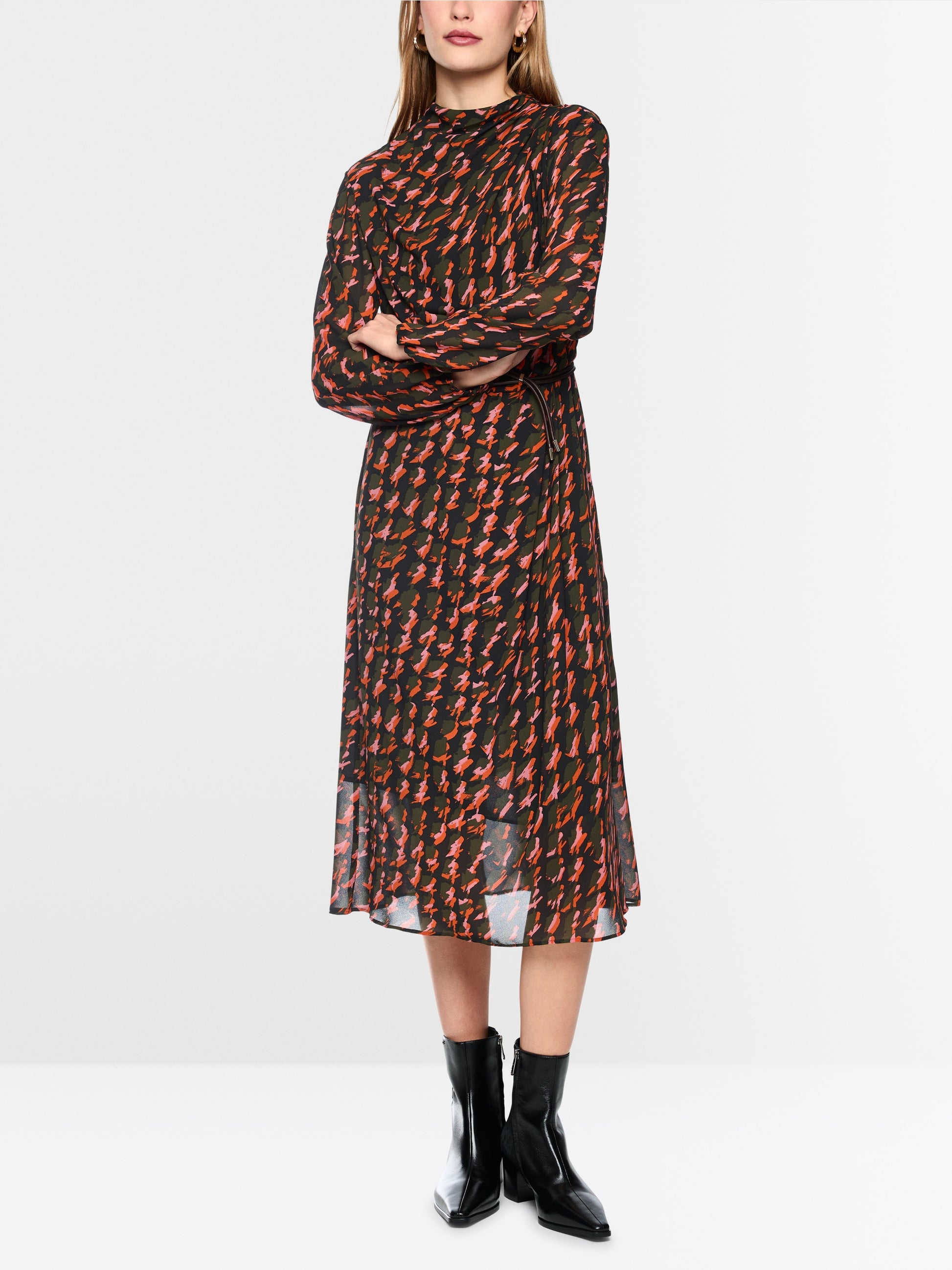 Marc Cain Tigerlily Printed Dress with Drawstring Belt