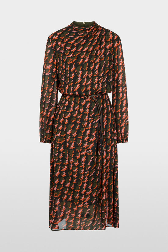 Marc Cain Tigerlily Printed Dress with Drawstring Belt