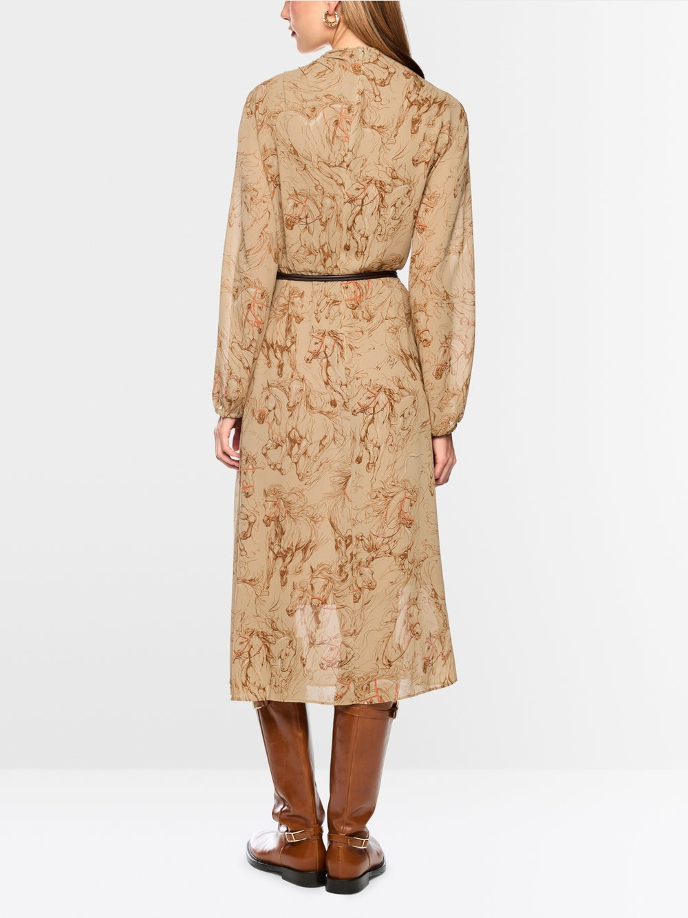 Marc Cain Tannin Horse Printed Dress with Drawstring Belt