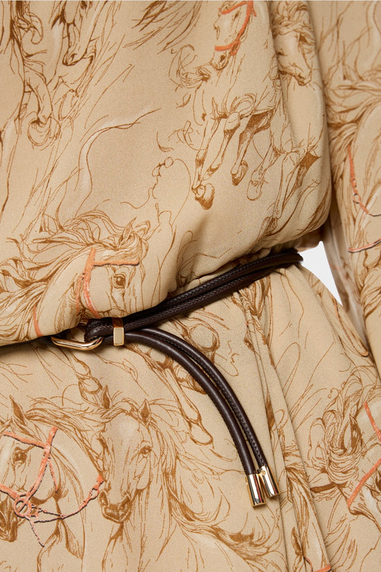 Marc Cain Tannin Horse Printed Dress with Drawstring Belt