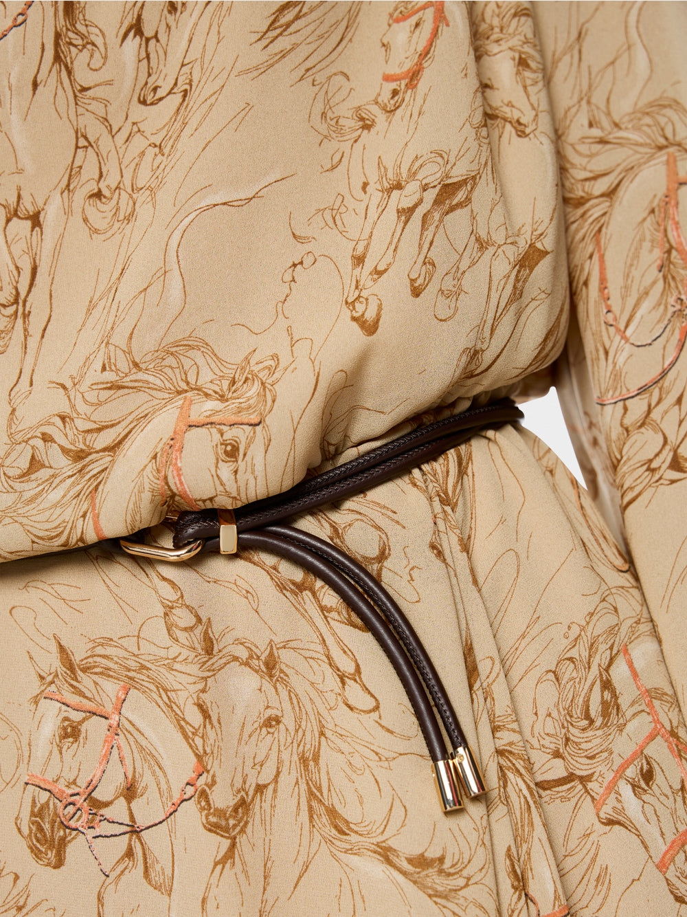 Marc Cain Tannin Horse Printed Dress with Drawstring Belt