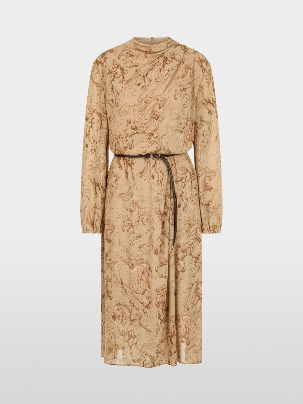 Marc Cain Tannin Horse Printed Dress with Drawstring Belt