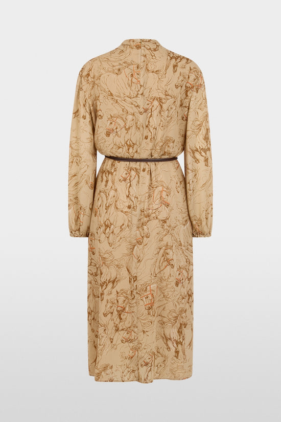 Marc Cain Tannin Horse Printed Dress with Drawstring Belt