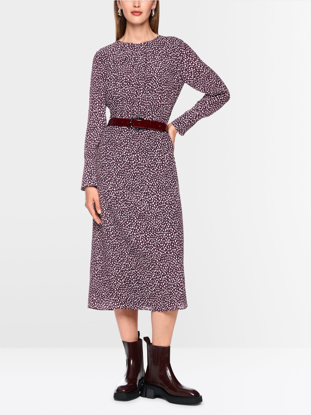 Marc Cain Wine Maxi dress with Polka Dot Print