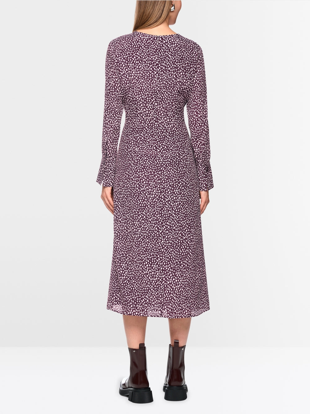 Marc Cain Wine Maxi dress with Polka Dot Print