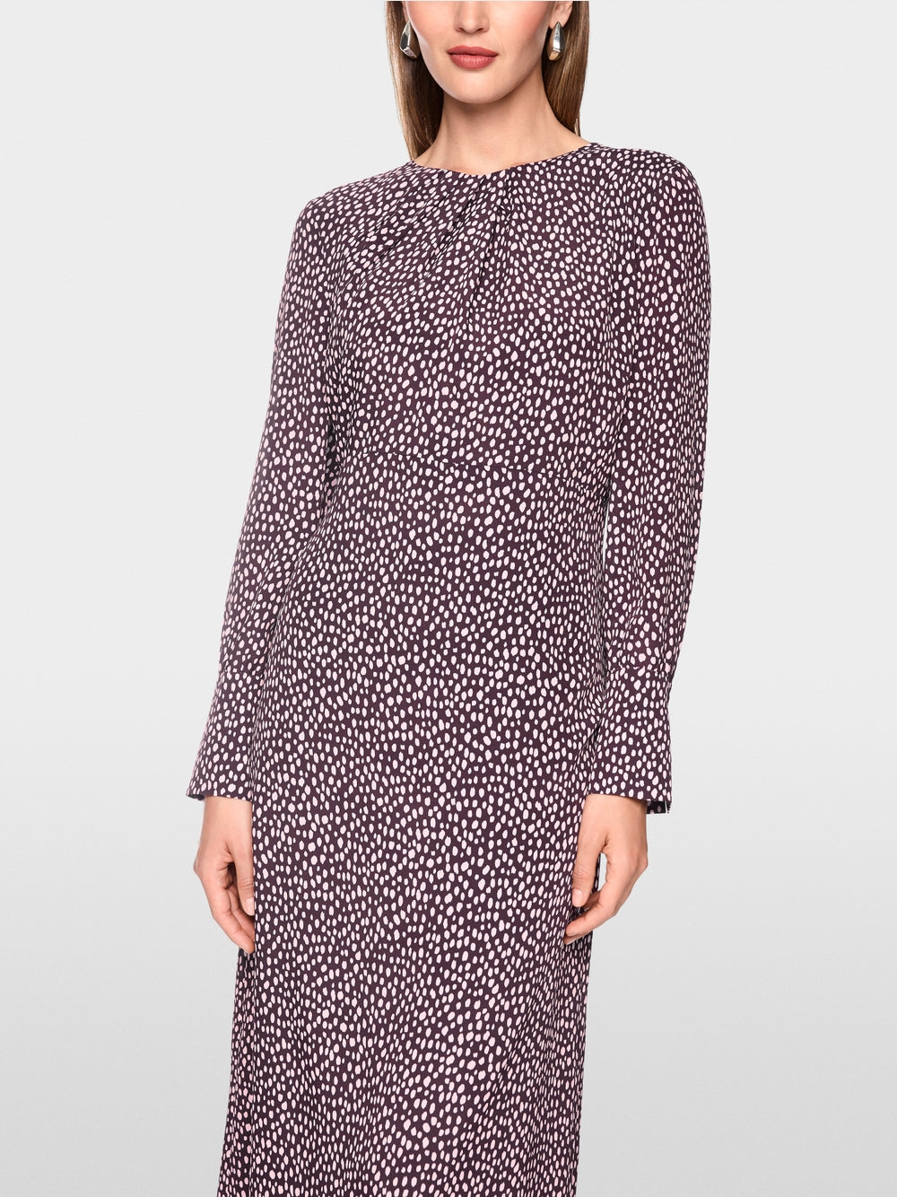 Marc Cain Wine Maxi dress with Polka Dot Print