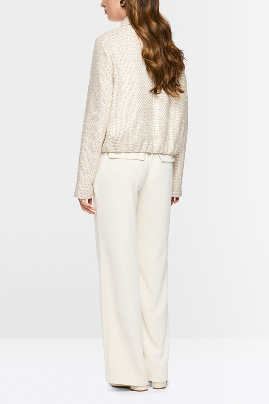Marc Cain Ecru Luxurious Bouclé Jacket with Zip
