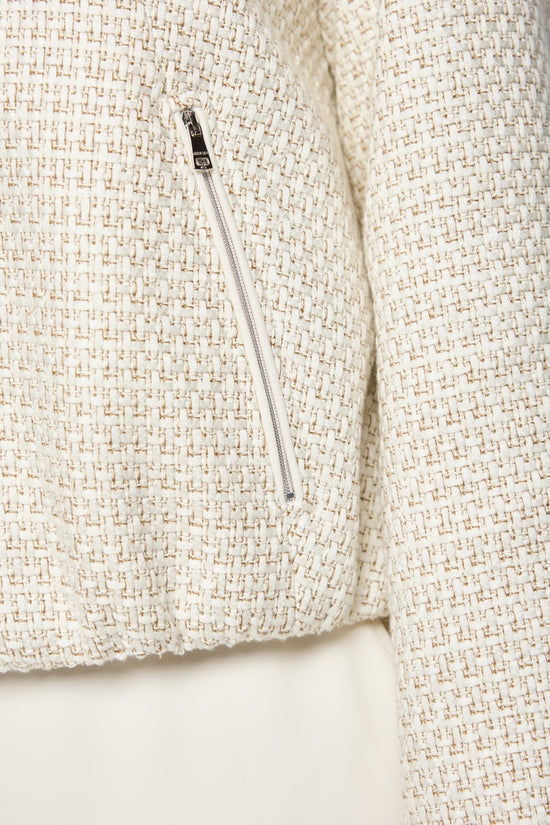 Marc Cain Ecru Luxurious Bouclé Jacket with Zip